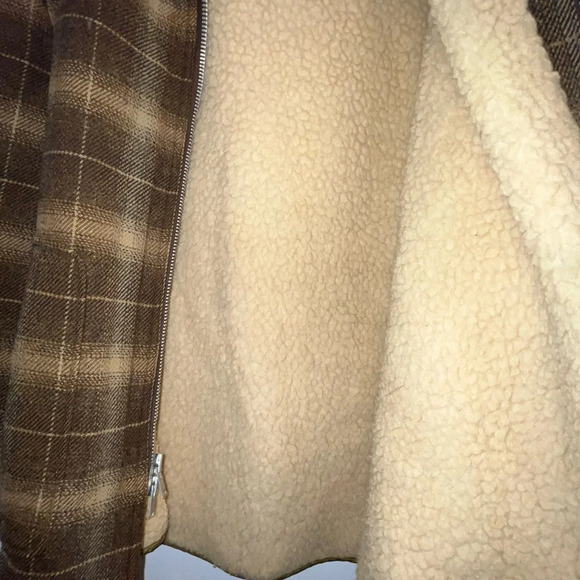 Vintage 60s Pendleton Shadow Plaid Wool Shearling Lined Coat - Picture 5 of 9